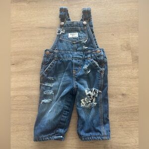 6 month osh kosh overall bibs lined polka dot material distressed style